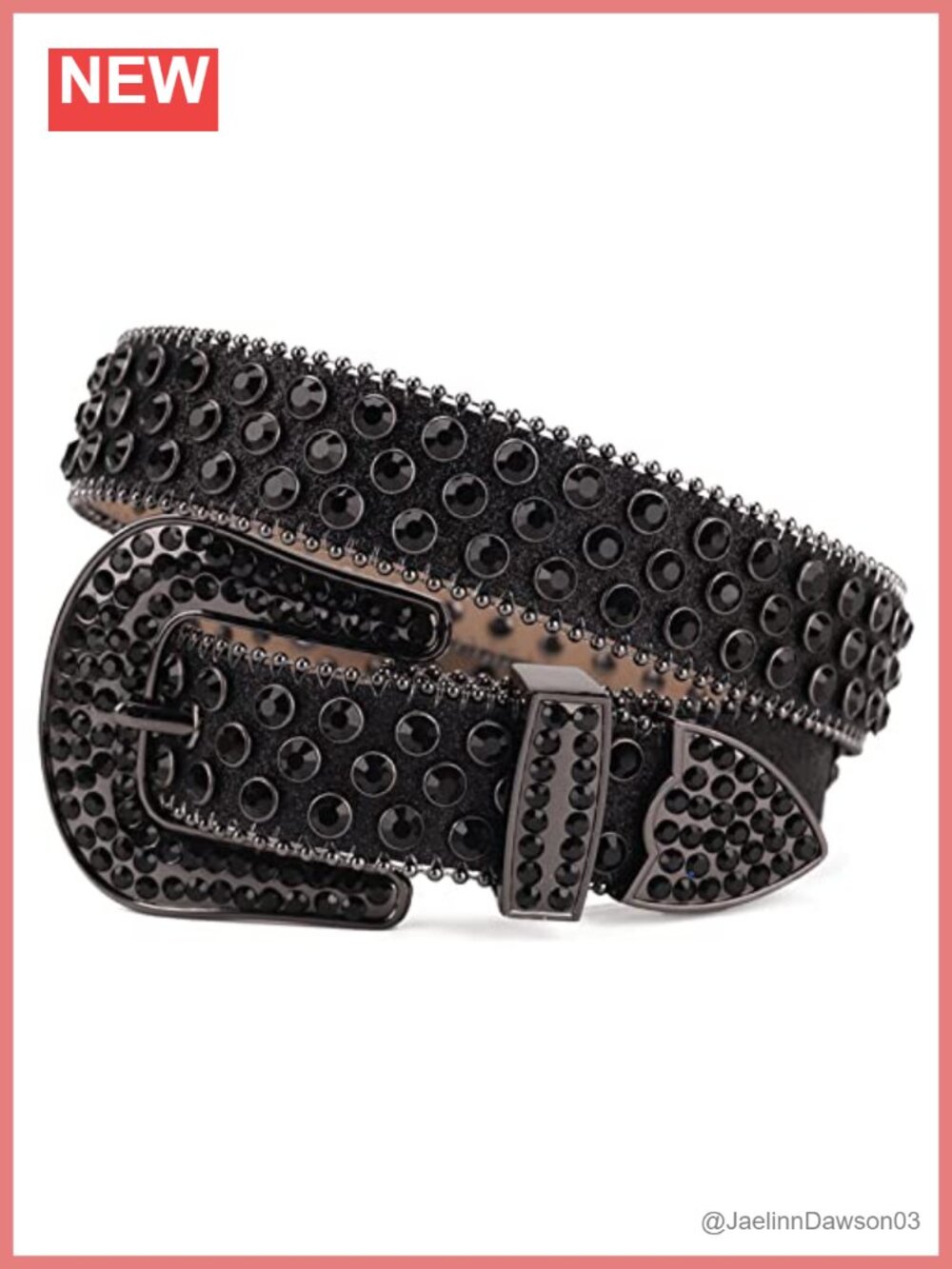 Rhinestone Studded PU Leather Western Belt Sparkle Cowboy Bling